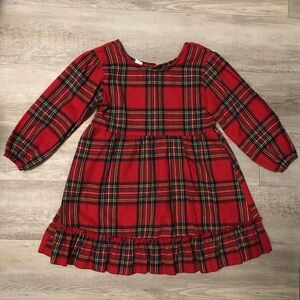 Red Plaid Long Sleeve Holiday Dress